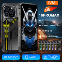 [NEW] IVMI 16 Rugged Phone,24GB+128GB RAM 10000mAh 16PROMAX Dustproof and waterproof mobile phone, Android 15 7.2" 108MP