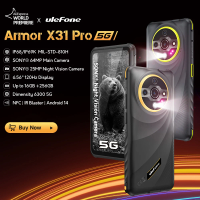 Ulefone Armor X31 Pro 5G Rugged Phone Android 14 Smartphone 6.5616GB + 256GB 25MP Night Camera 64MP 6050mAh NFC 120Hz IR