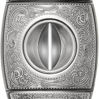 Bronze Engraved Cigar Cutter V Cut Blade Guillotine Silver