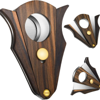 Stainless Steel Wood Cigar Cutter Mini with Lock System, Double Cut Blade, Easy Grip Travel Tool for Men