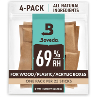 69% RH Humidity Control Packs for Cigars, Large Size, 4-Count Resealable Bag