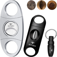 Cigar Cutter Set 3 Pack, Stainless Steel Guillotine V-Cut Punch Tool for Men Smoking Accessories Portable Sharp Clean Cut Silver