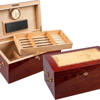 Arched Top Cigar Humidor Up to 150 Cigars Spanish Cedar Lined Hygrometer