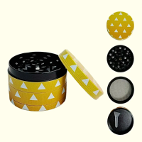 2inch 5cm Kimetsu no Yaiba Collaboration Zenitsu 4-Layer Zinc Alloy Metal Grinder Manual Herb Tobacco Grinding Tool Gift