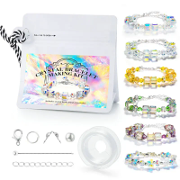 Bracelet Making Kit AB Color Glass Cube Beads Sparkle Butterfly Crystals Beads Kit for Jewelry Making Necklaces DIY Crafts