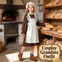 Kids Medieval Peasant Costume Old Lady Cosplay Dress For Party Performance