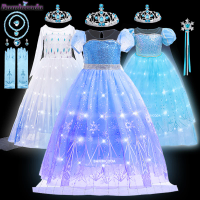 Elza Costume for Girl Birthday Party LED Light Dress up Cloak Carnival Clothing Princess Dress for Girls dresses