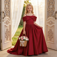 Kids Long dress with train for poet's birthday Sling Trailing Skirt party evening dress for violin performance