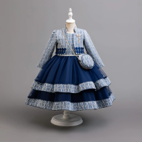 3PS girls long-sleeved dress embroidered fashionable gorgeous girls performance costumes 4-10 years old girls carnival costumes