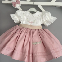 0-12Y Summer Baby Girl Embroidery Pink Vintage Ball Gown Princess Dress for Casual Party Birthday Eid Photography B57