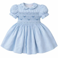 0-6Y Baby Girl Summer Blue Handmade Embroidery Smocked Vintage Princess Dress for Birthday Photography Holiday Eid A329