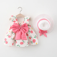 Summer new princess suspender dress, baby cotton skirt, cute bow beach dress