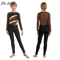 Boys Ballet Dance Gymnastics Jumpsuit Long Sleeve Color Block Figure Skating Leotard Acrobatics Yoga Sports Fitness Bodysuit
