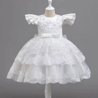 Girl Party Dress Embroidery Children Princess Dresses Kid's Festival Clothes Girls' White Clothing