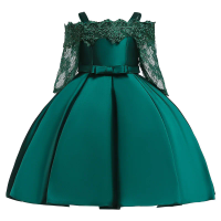 Green Christmas Dress For Girls Children Costume Elegant Kids Princess Party Dresses Lace Half Sleeve Girl Wedding Prom Gown