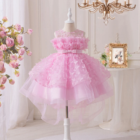HETISO High-end Butterfly Princess Dress for Girls Children's Trailing Birthday Party Puffy Wedding Costume Gown