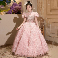 Girl Princess Dress Wedding Luxury Children Costume Girls Evening Gown Host Dresses Exclusive Gown Kid Piano Performance Outfits