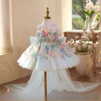 2026 Children Princess Dress Girls Birthday Host Piano Performance Gown Pageant Formal Attire Kids Party Celebration Outfit