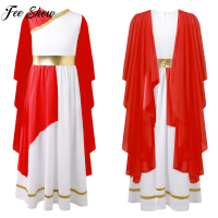 Children Ancient Greek Toga Dress Costumes Girls Grecian Sleeveless Gown Long Dress for Halloween Dress Up Cosplay Theme Party