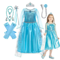 Children Dresses Girls Cospaly Snow Queen Elsa Costumes Kids Carnival Party Prom Gown Children Clothes Elsa Princess Dresses