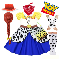 Kids Toy Story Jessie Cowgirl Costume Girls Cartoon Print Short Sleeve Dress Halloween Cosplay Birthday Party Dress Outfit