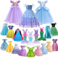 Elsa Anna Kid Princess Girls Dress Rapunzal Kids Cosplay Halloween Vestidos Children Costume Birthday Party Dress
