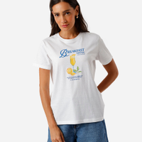 Camiseta feminina de algodão breakfast drink off white