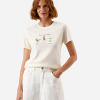 Camiseta feminina de algodão estampada amarela