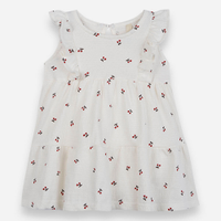 Body vestido infantil com algodão e babados cerejas texturizado off white