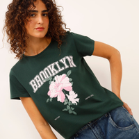 Camiseta de algodão brooklyn floral verde