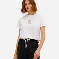 Camiseta de algodão manga curta firmes e fortes off white