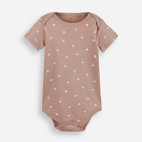 Body infantil de algodão manga curta estampado marrom
