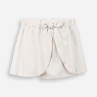Short saia infantil transpasse e amarração bege
