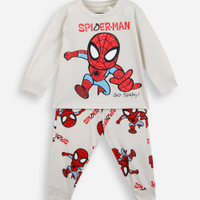 Pijama longo infantil de algodão homem aranha bege
