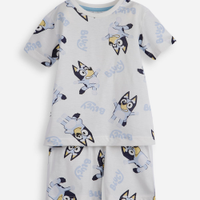 Pijama curto infantil de algodão bluey off white