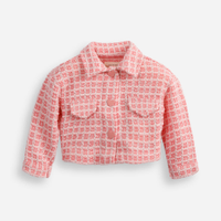 Casaco de tweed infantil com corações rosa
