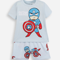 Pijama curto infantil capitão américa azul