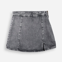 Short saia juvenil de algodão com recortes cinza