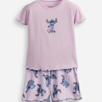 Pijama curto infantil stitch lilás