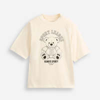 Camiseta oversized juvenil de algodão sport league bege