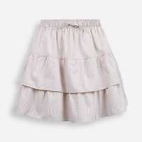 Minissaia infantil com babado em vichy off white