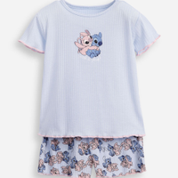 Pijama curto infantil angel e stitch azul