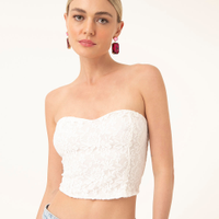 Top corset de renda off white
