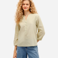 Bata feminina de algodão manga longa verde