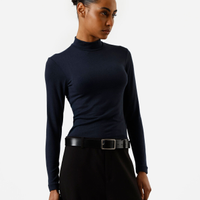Blusa feminina gola alta azul