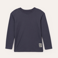 Camiseta texturizada infantil manga longa azul marinho