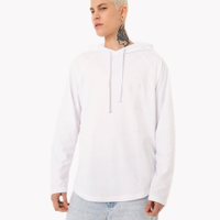 Camiseta de moletinho com capuz manga longa branco