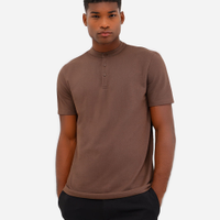 Polo masculina comfort gola padre manga curta azul marrom