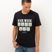 Camiseta de algodão rick and morty manga curta preto