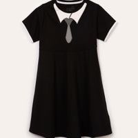 Camisola de algodão infantil manga curta preto